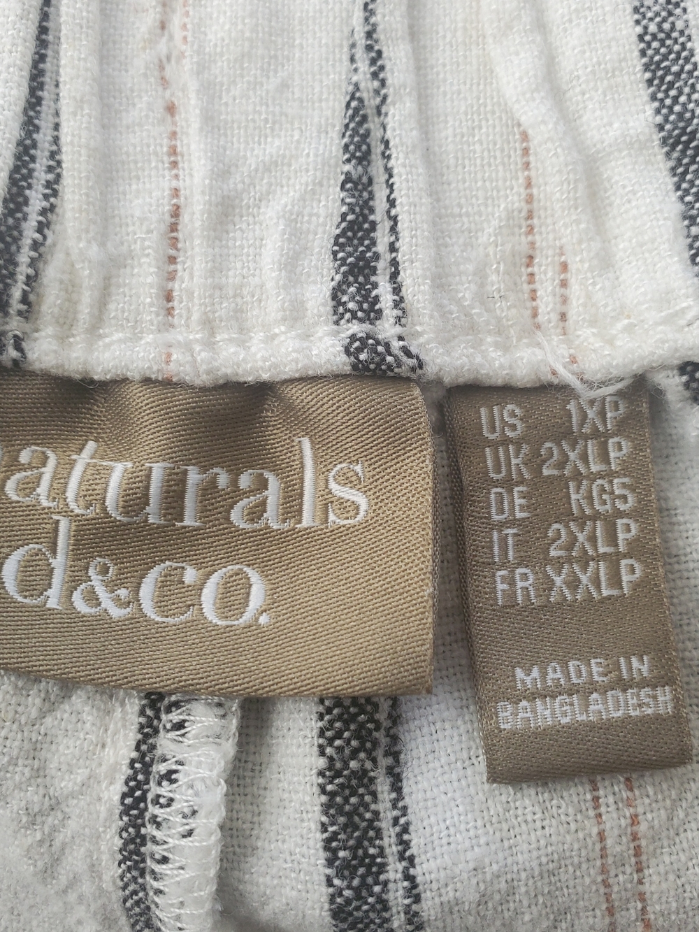 Women's White/Cream Linen-Blend Striped Drawstring Pants Size 1XP - Picture 3 of 6